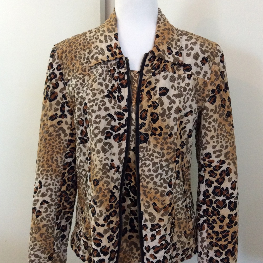 Cheetah Print Jacket & Cami Set Silk Quilted Sz S Dorman Mob Wife - Picture 4 of 10